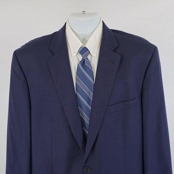 Jos A Bank Signature Gold Wool Blue Herringbone 44L / Slim 46L Blazer 2 Button - Picture 1 of 13
